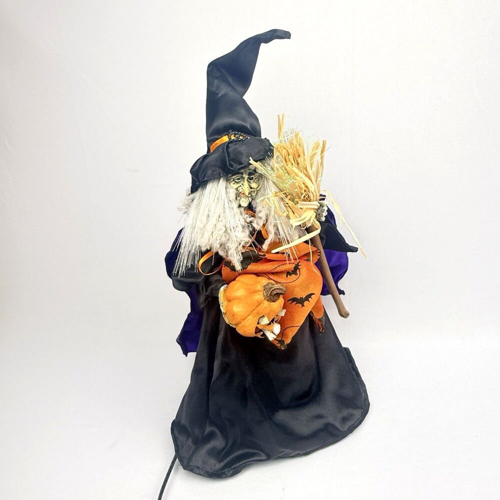 Vtg 13” Fiber Optic Color Change Light Up Witch Pumpkin Halloween Decor Plug In